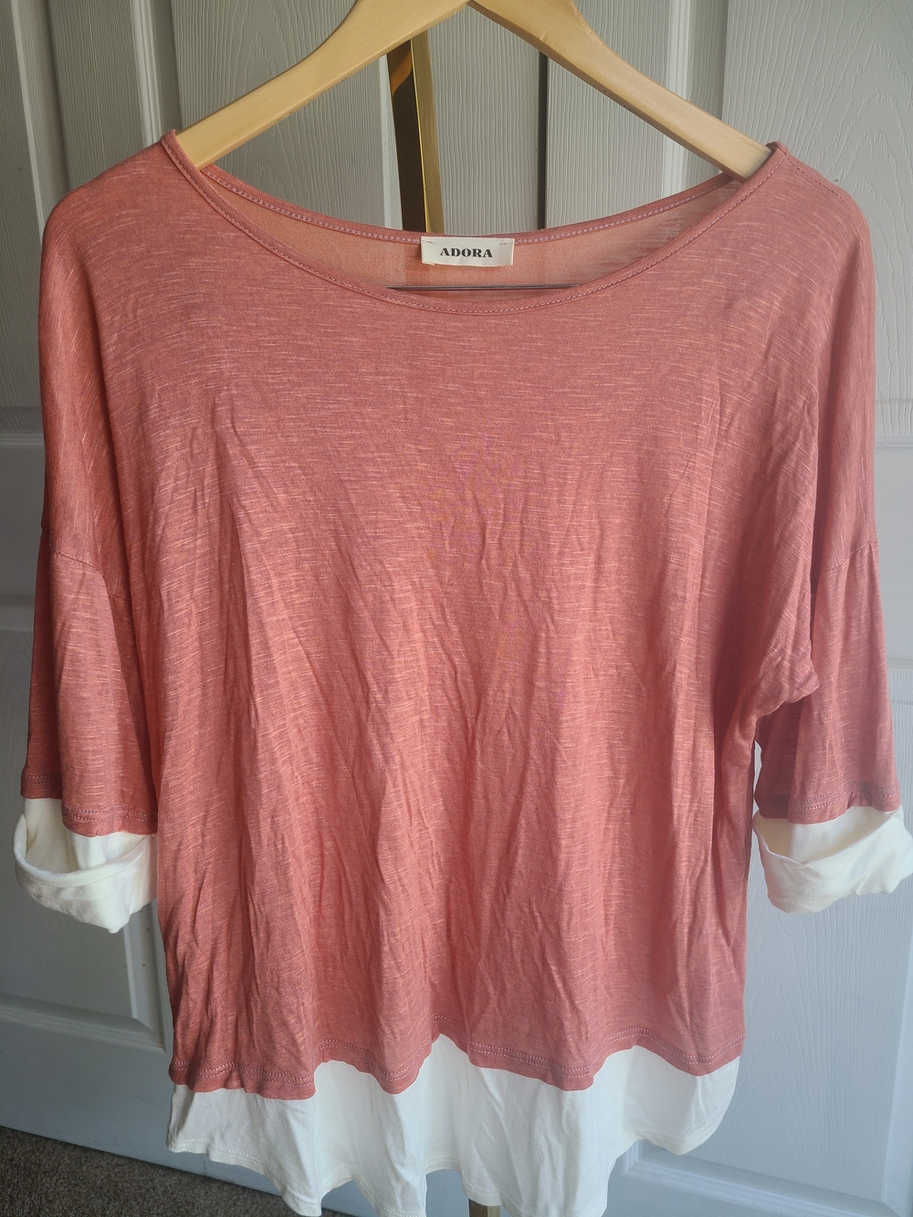 ADORA Coral Pink Layered Hem Tunic